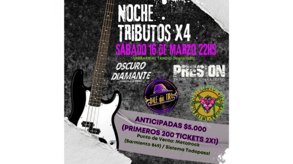 Noche Tributos x 4: a puro rock en la Uni Barrial